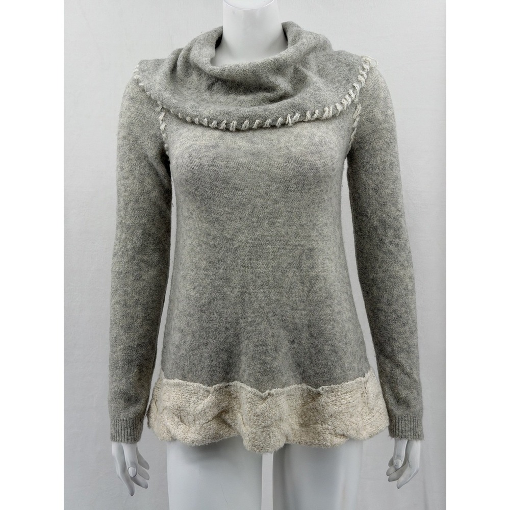 Sleeping on Snow Anthropologie Sweater Women Small Gray Whipstitched Boucle Wool